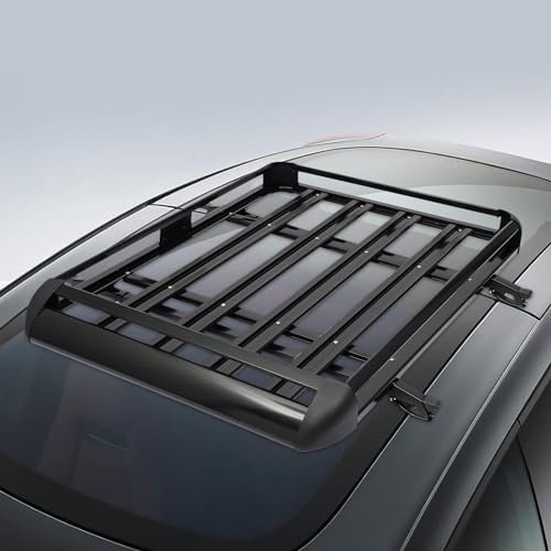 VonVVer Dachgepäckträger Auto aus Aluminium 127 x 97 cm - Gepäckkorb Dachträger 68KG Kapazität Universal Dachgepäckträger (Schwarz)