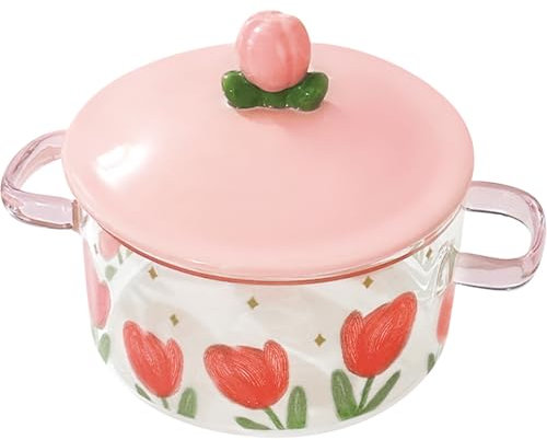 EHERDM 1.3L/45oz Clear Glass Pot for Cooking On Stove High Borosilicate Glass Cooking Pot with Lid Glass Cookware Pot Heat Resistant Glass Pot Simmer Pot Suitable for Pasta Noodle Soup Milk Salad