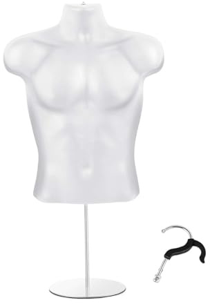 Perfeclan Schaufensterpuppe Torso Leichtgewicht Einstellbare Höhe Hohlrücken Körper Torso Schneiderpuppe, Männlich