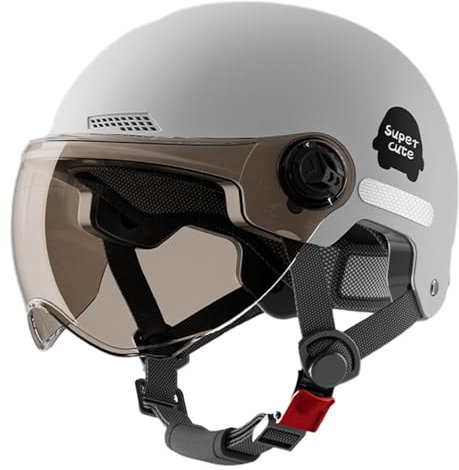 Casco Da Moto Per Adulti 709ABS - Casco Aperto Per Scooter Con Visiera Parasole, Cappello Di Sicurezza Per Motocicletta, Circonferenza Testa 45-65cm, DemiJet