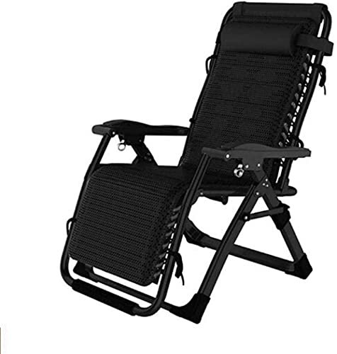 CRBUDY Sedie Pieghevoli per impieghi gravosi a gravità Zero, sedie da Spiaggia, Sdraio, reclinabili per Spiaggia, Patio, Giardino, Campeggio, Gambe in Acciaio Quadrato (Nero 3) (Nero 3)