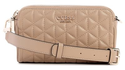 GUESS Damen Kori Status Crossbody Umhängetasche, Beige