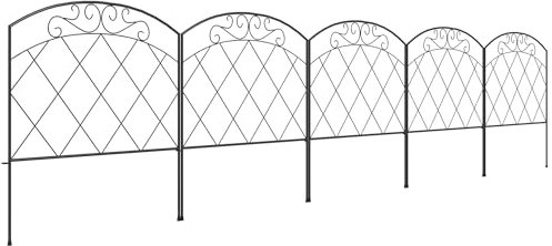 Outsunny Decorative Garden Fencing, 24 in x 9.8 ft Outdoor Picket Fence Panels, 5PCs Rustproof Metal Wire Landscape Flower Bed Border Edging Animal Barrier, Swirls