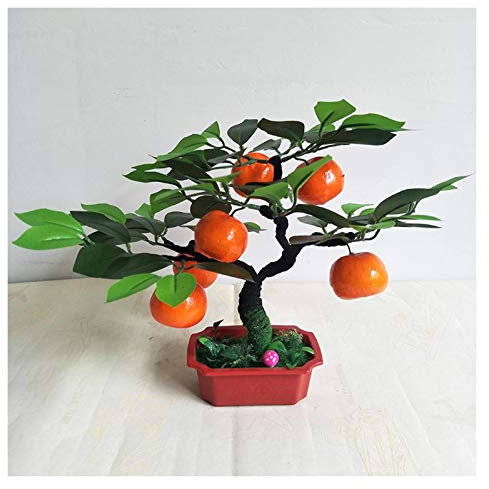 QTYQWC Künstliche Pflanzen, künstlicher Orangenbaum, künstliche Früchte im Topf, künstlicher Obstbaum, Bonsai, künstliche Pflanze mit Kunststofftopf für Zuhause, Büro, Gartendekoration, 35 cm hoch,