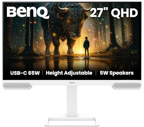 BenQ EW2790Q Premium 2K 27 inch 2560 x 1440 monitor with 99% sRGB color coverage, integrated 5W speakers, 1 USB Type-C, 3 HDMI ports, ergonomic design and care technology