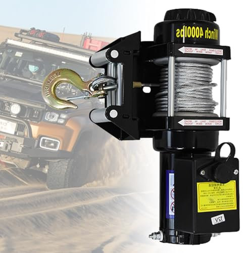 Cabrestante EléCtrico Resistente De 12 V/24 V, Cabrestante Para AutomóVil Resistente Al Agua De 3000 Lb A 4000 Lb, Para RecuperacióN Todoterreno, Escape En Arena, ElevacióN De VehíCulos,4000lb-12V