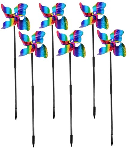 TINEASUR 6pièces Moulin à Vent Décoratif pour Jardin Et Cour Girouette De Jardin Facile à Installer Ornement De Pivotant Au Vent