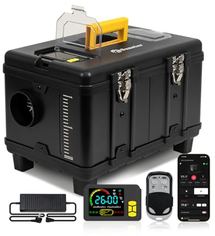 8kW TB20 Diesel Heater, 5L Toolbox Compact Portable Diesel Air Heater, 12V/24V/110V ALL IN ONE Fast Heating, with APP Control, Ventilation Mode, Parking Heater for Cars RV Camper Tent Garages