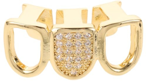 OUNONA Goldfarbener Hip-hop Zahn-charme Mit Hohlem Design Abnehmbar Komfortabel Und Sicher Kupfer Metallzahn-grill Für Männer Und Frauen Für Fotoshootings Partys Und Besondere Anlässe