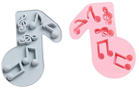 Warmhm Musical Note Silicone Baking Mold 2pcs Set for Cake and Chocolate DIY, Food-Grade Non-Stick Mold Suitable for Homemade Pastry and Candy Random Color