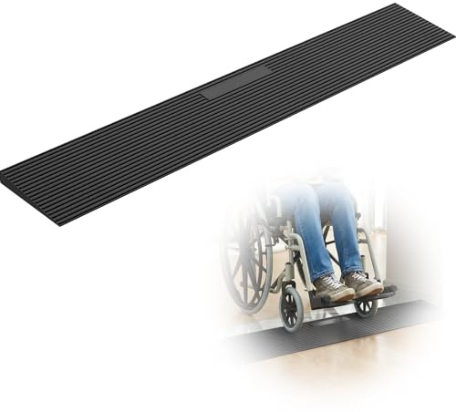 FACHNUO 1 Rise Rubber Threshold Ramp for Doorways, 35.4 Wide, 3306 LBS Load Capacity Wheelchair Ramp - Cuttable Non-Slip Rubber Ramp, Secure and Stable for Curbs, Wheelchairs, Walkers, Scooters