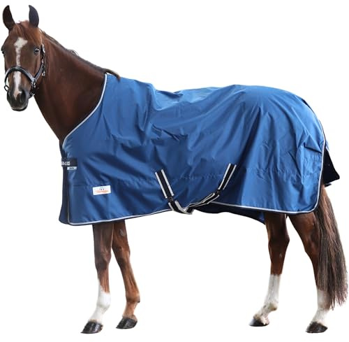 Marengos by Bucas - Weidedecke Freedom Turnout 600D – Winter- & Regendecke – wasserdichte Pferdedecke mit Innenfutter & Kreuzbegurtung – Navy/Beige – 145cm (50g/m² Füllung)