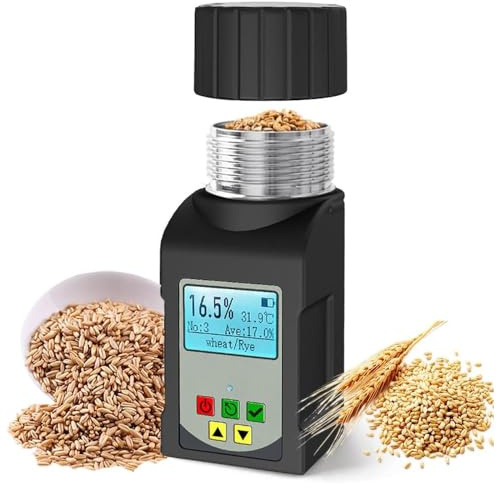 Misuratore di umidità per cereali, mini tester portatile per 25 cereali, misuratore di umidità da 90 ml, con ampio schermo e trasmissione vocale, ideale per caffè, cacao e riso