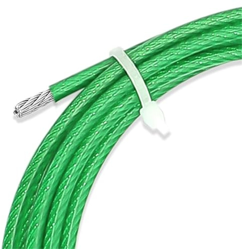 BOJHGO 304 Edelstahl-Metallkabel mit grüner PVC-Beschichtung, 2,0 mm Durchmesser nach der Beschichtung, Flexibles Stahlkabel Gartengeräte