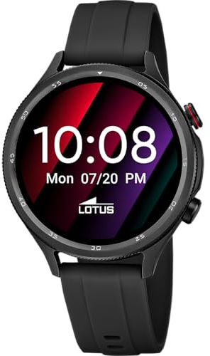 LOTUS Montre Connectée Homme Femme - Montre Connectée Caoutchouc Noir | Étanche IP65, Vocal IA, Musique, Podomètre et Calories, Téléphone, Suivi Sommeil 50205/1 Naya Lite, Smartime 2nd Gen