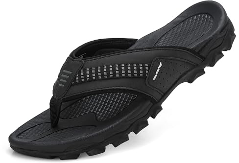 ARRIGO BELLO Chanclas Hombre Deportivo Sandalias Verano Antideslizante Flip Flops Playa Piscina Zapatillas para Exterior,Senderismo Tallas 41-46(Negro,42)