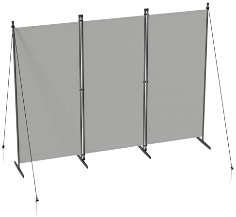 HENGMEI Paravent Raumteiler 3 Teilig 240x180cm Klappbar Freistehend Trennwand Sichtschutz Balkon Stellwand Raumtrenner Für Innen und Außenbereich, Ideal für Wohnzimmer und Garten, Grau