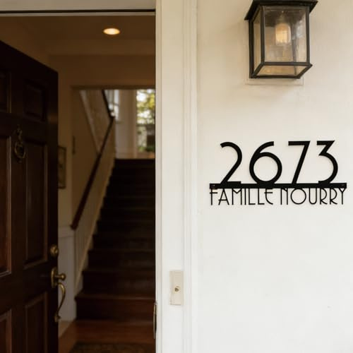 Custom House Door Number Sign, Modern Black Front Door Numbers, 3D Floating Effectdoor Number Plaques, Large Rust-Resistant Alloy House Address Plaque for Home, Mailbox, Apartment, Hotel & Courtyard