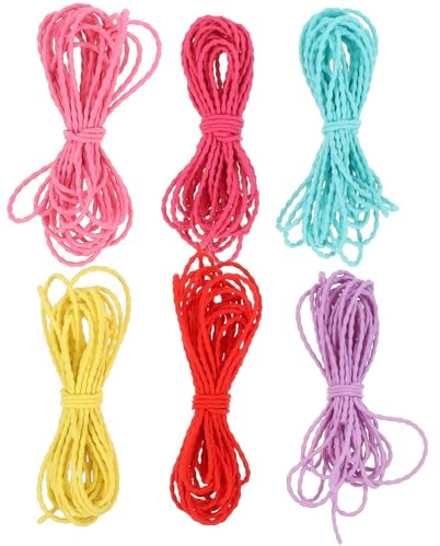 EXAOMBLE Cordón para Pulsera DIY y Manualidades 6 Piezas Colores Brillantes Cuerda Elástica Fina y Resistente para Accesorios de Cabello y Joyería