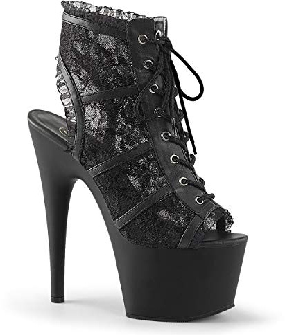 Pleaser Damen ADORE-796LC Chukka Boots, Black Mesh Lace Black Matte