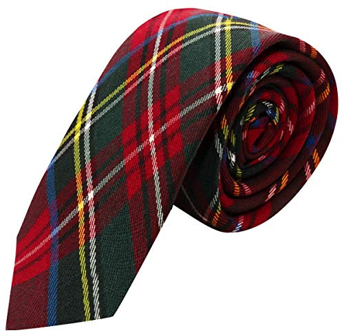 King & Priory Traditional Cravatta A Quadri Scozzesi Tartan Rosso