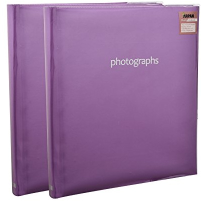 Arpan AL-9141-X2 Fotoalbum, 13 x 18 cm, 120 große Einsteck-Fotoalbum mit Index-Seite/DVD-Taschen (lila), Papier