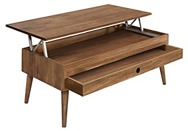 HOGAR24 ES - Alice - Mesa de Centro Elevable con Cajón Deslizante Diseño Vintage, Madera Maciza Natural. 100cm x 50cm x 47cm