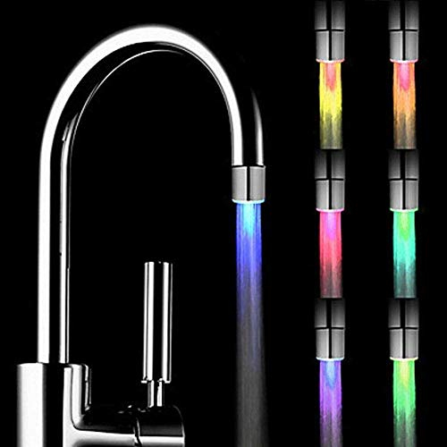1 PC Cocina Nuevo 7 colores que cambian automáticamente Luz LED Cabeza de ducha Agua Los niños se lavan las manos más Sensor de temperatura Stream Toque Pulverizador para la cocina Fregaderos