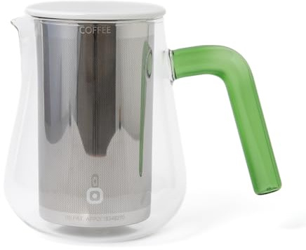 Carl Henkel ARCA X-Tract Glas Kaffeekanne mit Filter 1,0l | Coffee Maker für 4-5 Tassen | Kaffeebereiter mit Kaffeefilter Edelstahl, der warm hält | Kaffeezubereiter | Cold Brew Coffee Maker