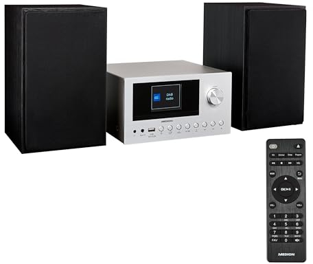 MEDION P85003 Micro Audio System Kompaktanlage (Internetradio, DAB+, PLL UKW Radio, Bluetooth, USB Anschluss, AUX, 2x150 W)