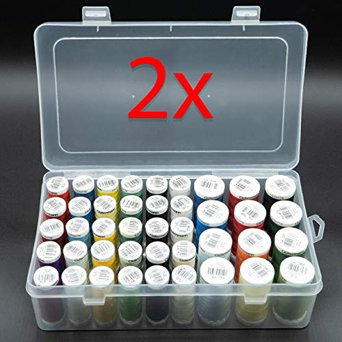 2er Set Nähfadenbox für Nähgarn - praktische Garnboxen/Aufbewahrungsboxen zum Aufbewahren von Garnspulen, Fadenspulen und Nähfaden - bis zu 84 Spulen ordentlich verstaut in zwei Boxen!