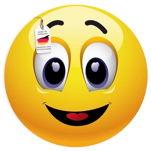Mauspad Smiley Emoticon – Rundes Mousepad 22 cm | Spezialkautschuk, rutschfeste Unterseite, lustiges Bürozubehör & Geschenk