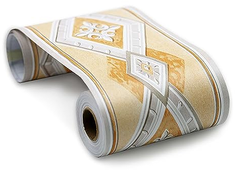 Dostear Bordi Greche Pannelli Adesivi Bordo Adesivo per Pareti Striscia Adesiva Muro Decorativa Greca Adesiva per Parete Diamante marrone chiaro 10 X 900CM