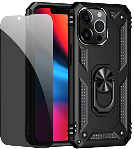 JOYTAG Hülle für iPhone 13 Pro Schwarz handyHülle mit Anti-Spähen Privatsphäre Schützen Folie Blickschutzfolie