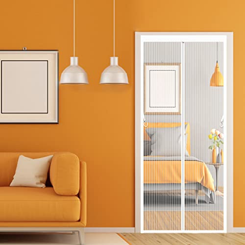 Zanzariera Magnetica 170x240cm Chiusura Automatica Tendina Anti Zanzare Mosche Impedendo Agli Insetti Di Entrare Porte Scorrevoli Garage Finestra,Bianco A