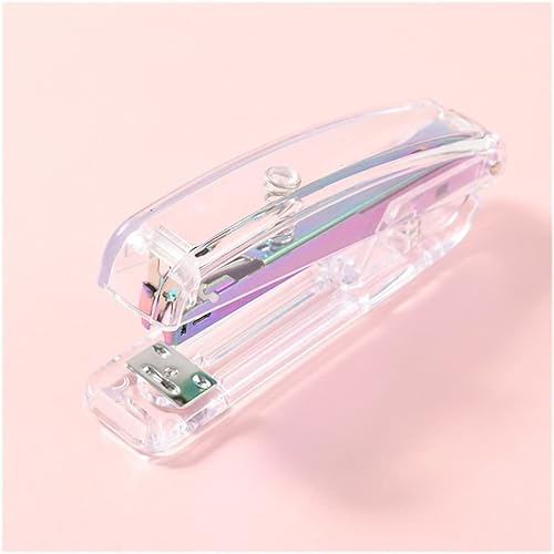 MOBEBI Hefter, Mini-Hefter, klarer Acryl-Hefter, Puncher, Nagelheber, mattierte Bunte Schere, klein (Color : Rose Gold Hole Punch) (Color : Silver Stapler) (Color : Colorful Stapler)