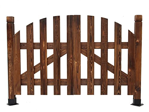 Wooden Fence Gates Kit, Carbonised Vintage Wooden Gates Outdoor Small Yard Simple Fence Movable Half-waist Gates For Villa Entry, Garden Gates, Plot Courtyards Shed Doors (Color : Brown, Size : 132x