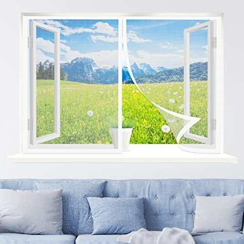 Mosquitera para Ventana, 150 x 160 cm Mosquiteras con Imán para Ventana Abatible, Instalar Sin Taladrar para Prevenir Mosquitos y Insectos Anti-Mosquito, Blanco