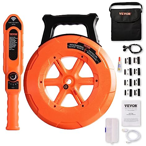 VEVOR Pipe Locators, 100ft/30m PVC Pipe Locators Underground, IP67 Waterproof Pipe Blockage Detector with Adjustable Sensitivity, Sewer Wall Scanner Plumbing Tool for PVC Plastic Metal Water Pipes