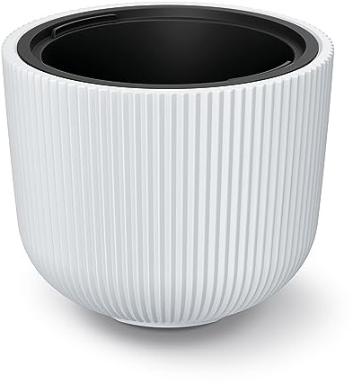 Tymar Blumentopf mit Einsatz, Blumenkübel aus Kunststoff, Übertopf, Pflanzkübel Gross(DBML Weiß,ø 35 cm)
