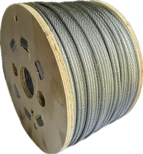 Galvanised Steel Wire Rope Metal Cable 100m Reel 7x7 Construction 2mm 3mm 4mm 5mm 6mm 8mm Diameter (100M (3mm DIameter))