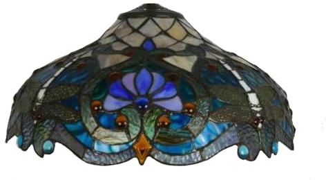 AIBOTY 16-Zoll-Blauer Barock-Lampenschirm-Ersatz, Vintage-Tiffany-Stil-Tischlampe, Deckenlampe-Ersatzschirm, Libellen-Lampenschirm für Deckenleuchte, Nachttischlampe