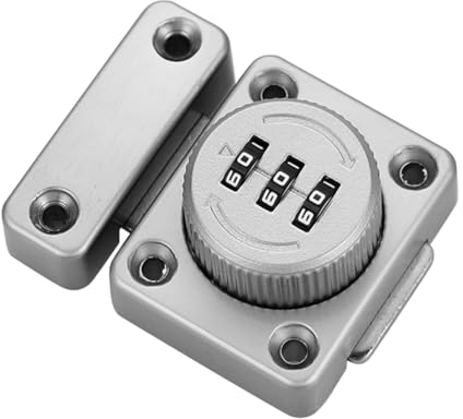 Fiorky Passwortschloss, 3-stellige Türsicherheit, Türschnalle, Diebstahlsicherung, Zahlenschloss, Riegel ohne Stanzkombination for Schrank, Kleiderschrank, Schublade (Silber)