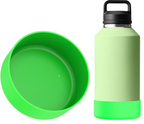 Linkidea Botte bouteille d'eau compatible avec Hydro Flask à large ouverture 64 oz, Growler 64 oz, protecteur de manchon inférieur bouteille d'eau en silicone, pare-chocs bouteille (Vert)