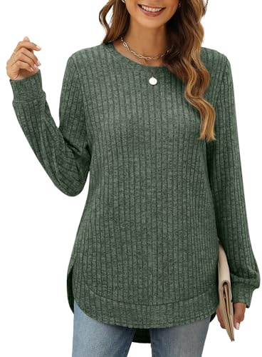 XIEERDUO Damtröja stickad tröja böjd fåll sweatshirt höst vinter 2024, Grön-2, XXL