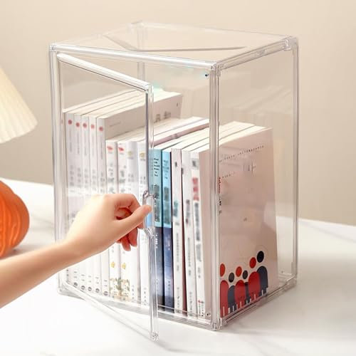 Vibeo Acryl Vitrine Staubdichte Acryl-Vitrine für Bücher, Durchsichtige Vitrine mit Magnetverschluss, Großer Aufbewahrungs-Organizer für Actionfiguren(44x33x33cm(17 3/8x13x13))