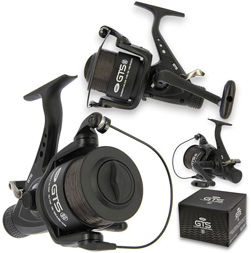 NGT - Carrete de pesca de carpa GTS 60 con línea de 15 libras, color negro mate