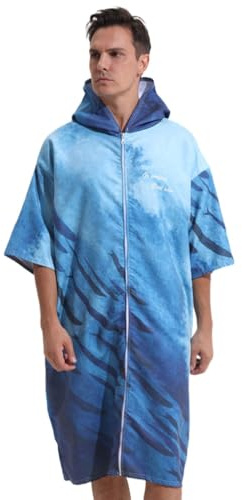 PengGengA Surf poncho ombytesrock med huva för vuxna kvinnor män dragkedja simma täcka upp snabbtorkande mikrofiber strandhandduk filt för simning surfing akvarium