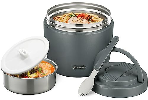 Itslife 32oz Insulated Soup Thermo, Vacuum Stainless Steel Food Jar for Hot & Cold Food, Leakproof Wide Mouth Lunch Container with Spoon, Grey