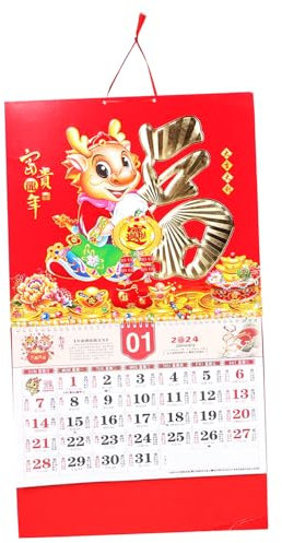Lurrose Wandkalender Im Drachenjahr Traditioneller Chinesischer Hängekalender Für Zuhause Und Büro Dekorativ Und Praktisch Als Für Freunde Und Familie